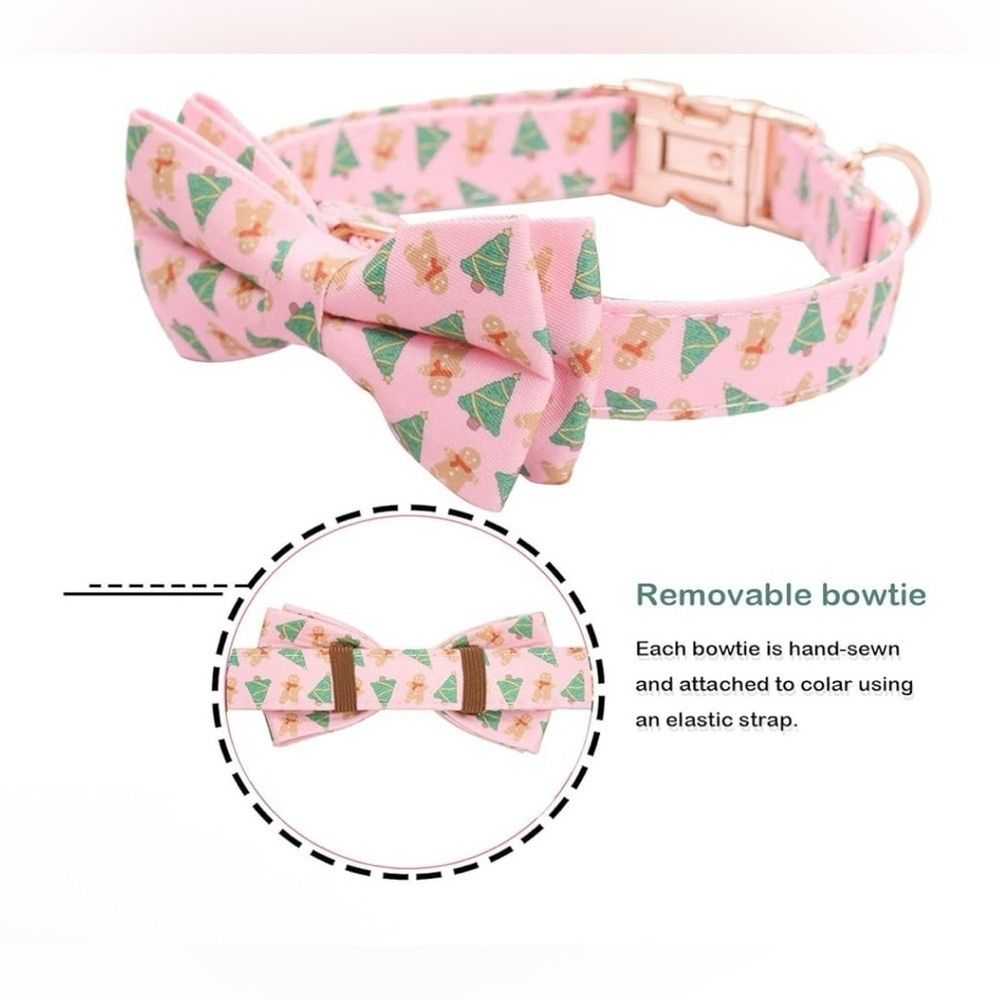 Dog Collar (Set of 2) Bow Tie Metal Buckle Dog Collar Soft M(13-18in) (0066) - Picture 3 of 8